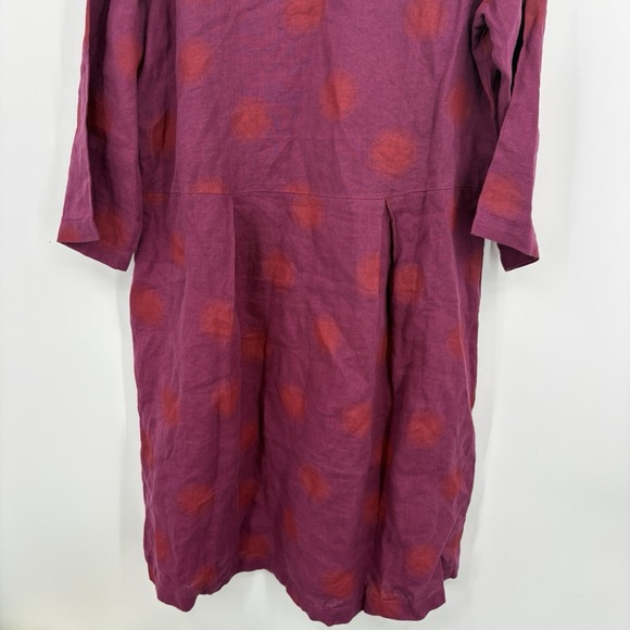 Gudrun Sjoden Linen Midi Dress Womens Large Polka Dot Lagenlook Artsy Pockets - Picture 10 of 10